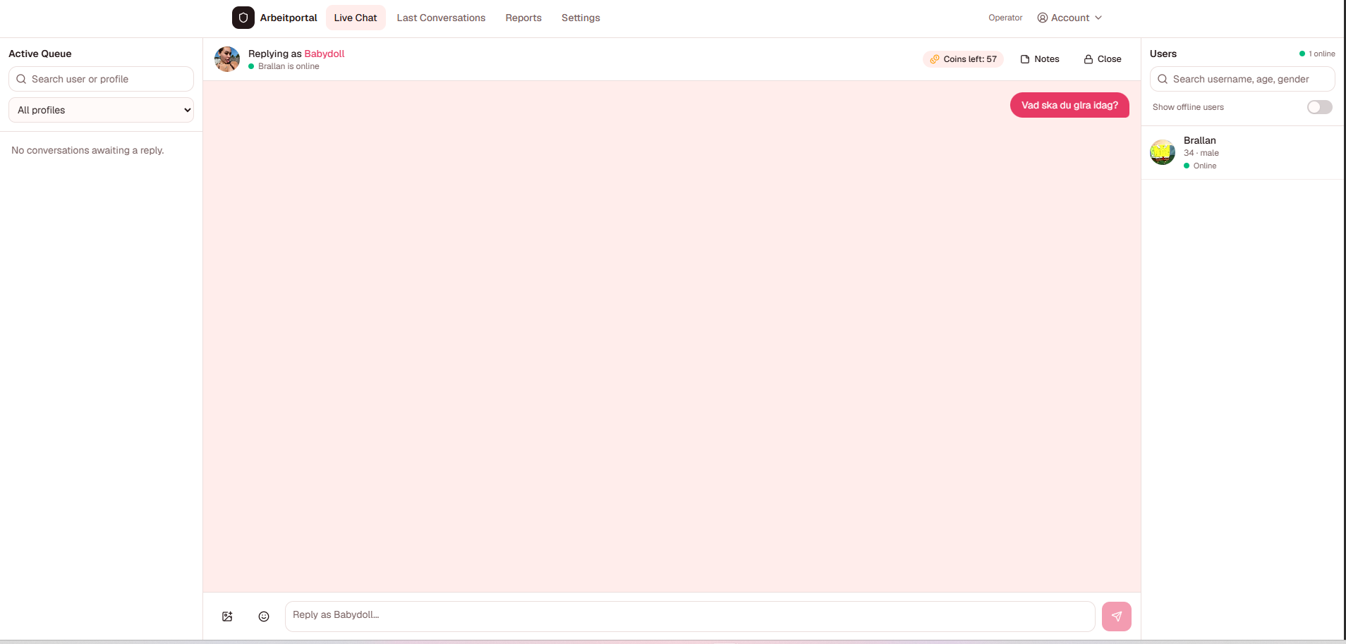 Live Operator Workspace