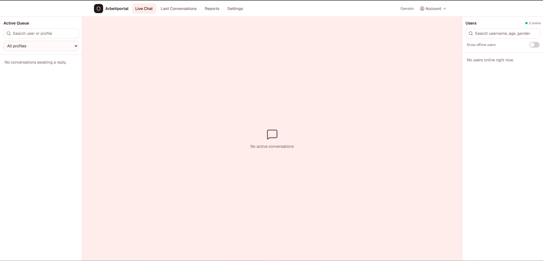 Operator Live Chat Console